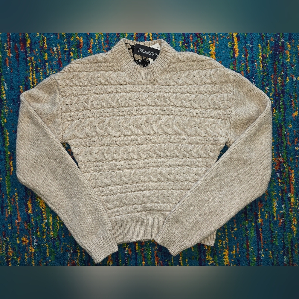 NWT Blank NYC Cream/camel Classic Cable Knit Sweater‎ Size MD